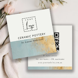 Cartão De Visita Quadrado Código QR do Logotipo de Textura de Pintura de Óle