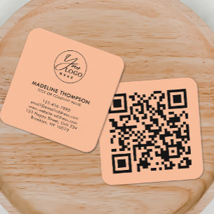 Cartão De Visita Quadrado Código QR do logotipo genérico da empresa de pêsse