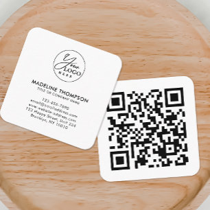 Cartão De Visita Quadrado Código QR do logotipo genérico profissional da emp