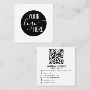 Cartão De Visita Quadrado Código QR do logotipo profissional mínimo da empre