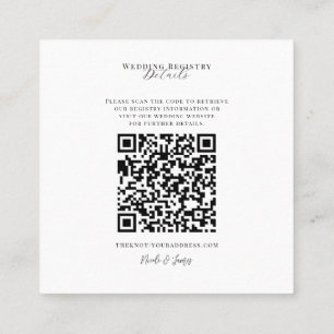 Cartão De Visita Quadrado Código QR do Registro de Casamento Minimalista Bra