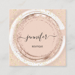 Cartão De Visita Quadrado Código Qr do Rosa de Glitter de Frame SPA de Compr