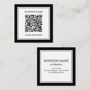 Cartão De Visita Quadrado Código QR empresarial Preto e Branco