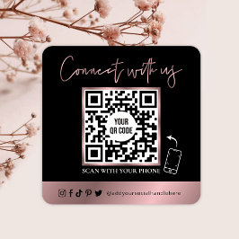 Cartão De Visita Quadrado Código QR - Glam Digitalizáveis - Logotipo Preto e