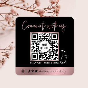 Cartão De Visita Quadrado Código QR - Glam Digitalizáveis - Logotipo Preto e