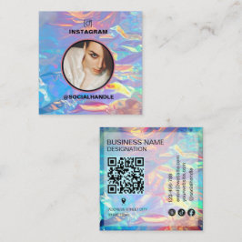 Cartão De Visita Quadrado Código Qr holográfico personalizado para foto do I