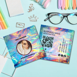 Cartão De Visita Quadrado Código Qr holográfico personalizado para foto do I