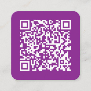 Cartão De Visita Quadrado Código QR instantâneo com URL do seu site   Roxo