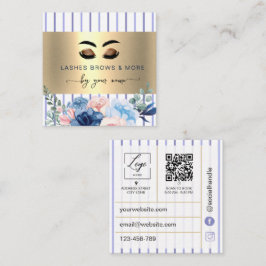 Cartão De Visita Quadrado Código Qr Lash Tech Listras Florais