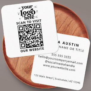 Cartão De Visita Quadrado Código QR Logotipo comercial Professional Moderno