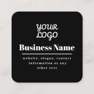 Cartão De Visita Quadrado Código QR & Logotipo Retro-Moderno Preto e Branco