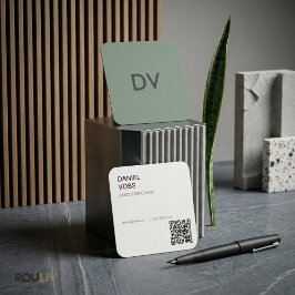 Cartão De Visita Quadrado Código QR Mínimo Vertical Moderno | Profissional