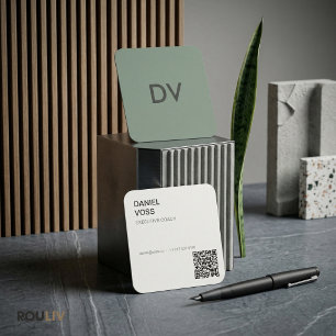 Cartão De Visita Quadrado Código QR Mínimo Vertical Moderno Profissional