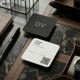 Cartão De Visita Quadrado Código QR Mínimo Vertical Moderno | Profissional