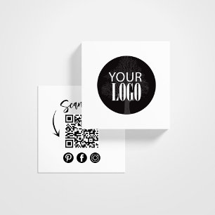 Cartão De Visita Quadrado Código QR moderno adicione seu logotipo personaliz