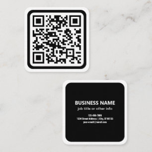 Cartão De Visita Quadrado Código QR moderno editável Preto Branco ou qualq
