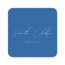 Código QR Moderno Minimalista Azul Escrito à Mão