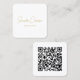 Cartão De Visita Quadrado Código QR Moderno Minimalista Manuscrito Cursivo D