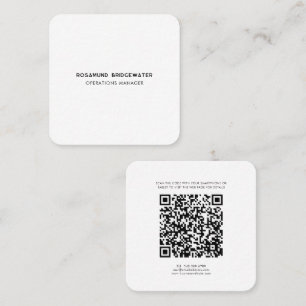 Cartão De Visita Quadrado Código QR Moderno Simples e Elegante para Funcioná