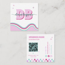 Código Qr Monograma Colorido Rosa Retro 