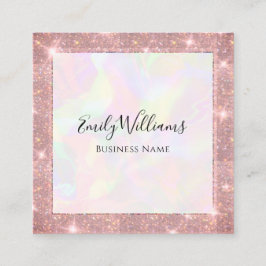 Cartão De Visita Quadrado Código QR personalizado Faux Holográfico Moda