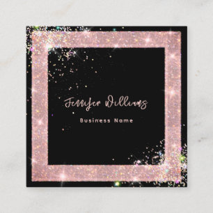 Cartão De Visita Quadrado Código QR personalizado holográfico glitter moda p