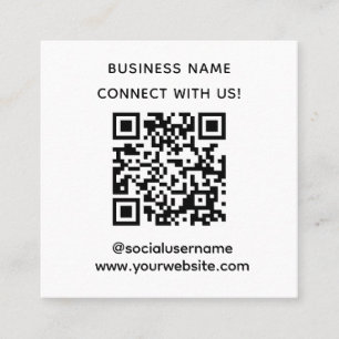 Cartão De Visita Quadrado Código QR Personalizado Simples Conecte-se Conosco