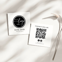 Cartão De Visita Quadrado Código QR Preto Branco Logotipo Personalizado Cone