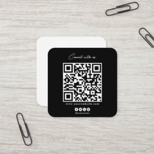 Cartão De Visita Quadrado Código QR Preto Branco Seguir Digitalização Para C