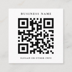 Cartão De Visita Quadrado Código QR preto e branco