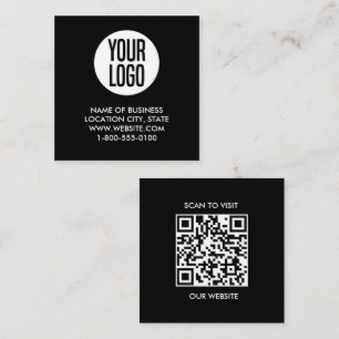 Cartão De Visita Quadrado Código QR preto e branco moderno