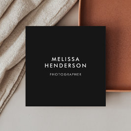 Cartão De Visita Quadrado Código QR preto mínimo sofisticado