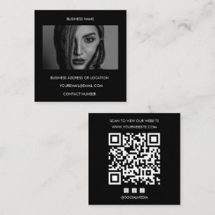 Cartão De Visita Quadrado Código QR Preto Personalizado para Site e Redes So