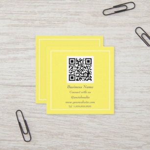 Cartão De Visita Quadrado Código QR profissional - Amarelo digitável