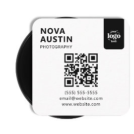 Cartão De Visita Quadrado Código QR profissional Design mínimo com logotipo