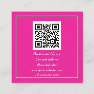 Cartão De Visita Quadrado Código QR profissional escaneável Rosa quente