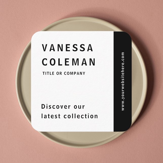 Cartão De Visita Quadrado Código Qr profissional - Mídia social branca e pre (Criador carregado)