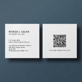 Cartão De Visita Quadrado Código QR Profissional Minimalista