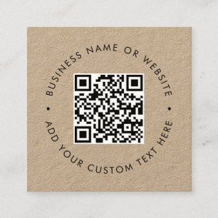 Cartão De Visita Quadrado Código QR   Rustic Kraft Modern Minimale Professi