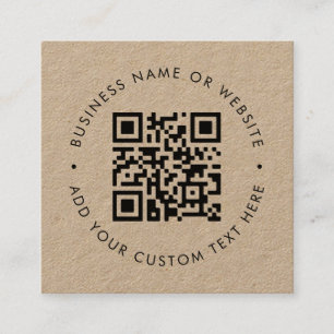 Cartão De Visita Quadrado Código QR   Rustic Kraft Modern Minimale Professio