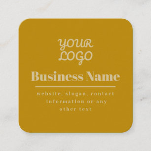 Cartão De Visita Quadrado Código QR & Seu Logotipo Retro-Moderno Dourado Cla