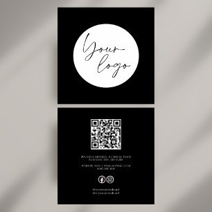Cartão De Visita Quadrado Código QR Social Quadrado Preto e Branco em Destaq