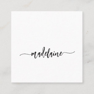 Cartão De Visita Quadrado Código QR Socials Personal Black White Elegante