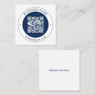 Cartão De Visita Quadrado Código QR & Texto personalizáveis Azul-marinho e