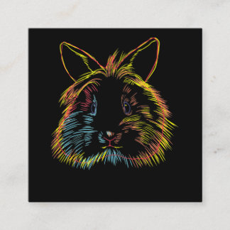 Cartão De Visita Quadrado Coelho Colorido Coelhinho Lionhead