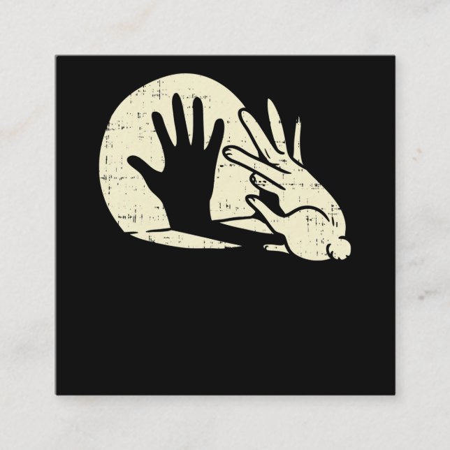 Cartão De Visita Quadrado Coelho Engraçado Sombra Joga Pun Bunny Lover (Frente)