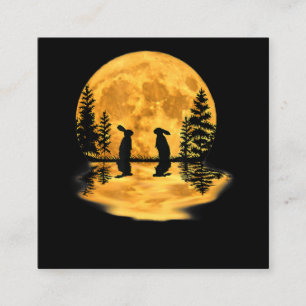 Cartão De Visita Quadrado Coelhos Coelhos Coelhos Coelhos Lua Noite Céu