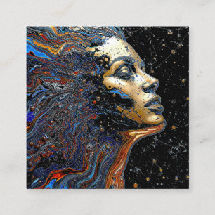 Cartão De Visita Quadrado "Cognição Celestial" – Um Retrato Surreal