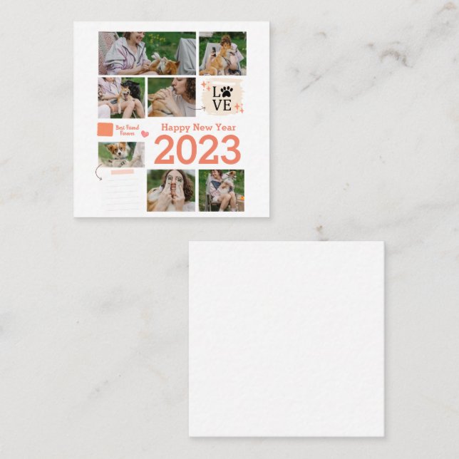 Cartão De Visita Quadrado Colagem de Fotos (Frente/Verso)