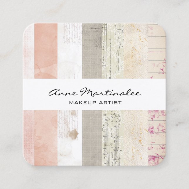 Cartão De Visita Quadrado Colagem de mídia mista (Frente)